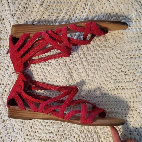 Carlos By Carlos Santana Sandals Womens Size 8 Pink Braided Flat AMARA2 - Picture 4 of 6